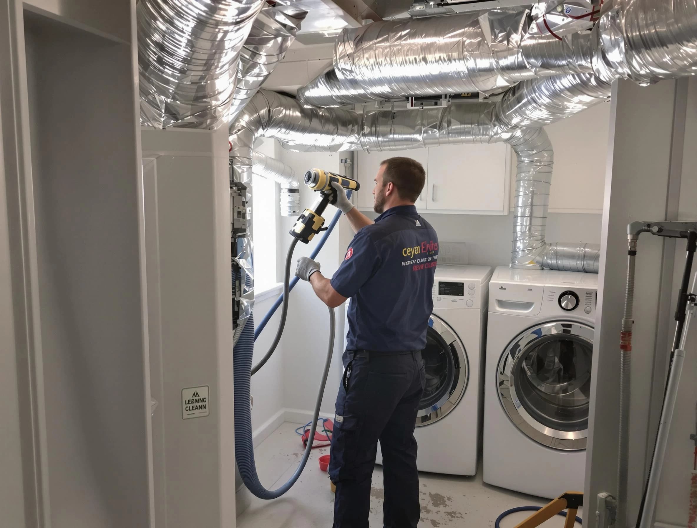 Woodstock Dryer Vent Cleaning specialist using advanced equipment for thorough duct cleaning in Woodstock