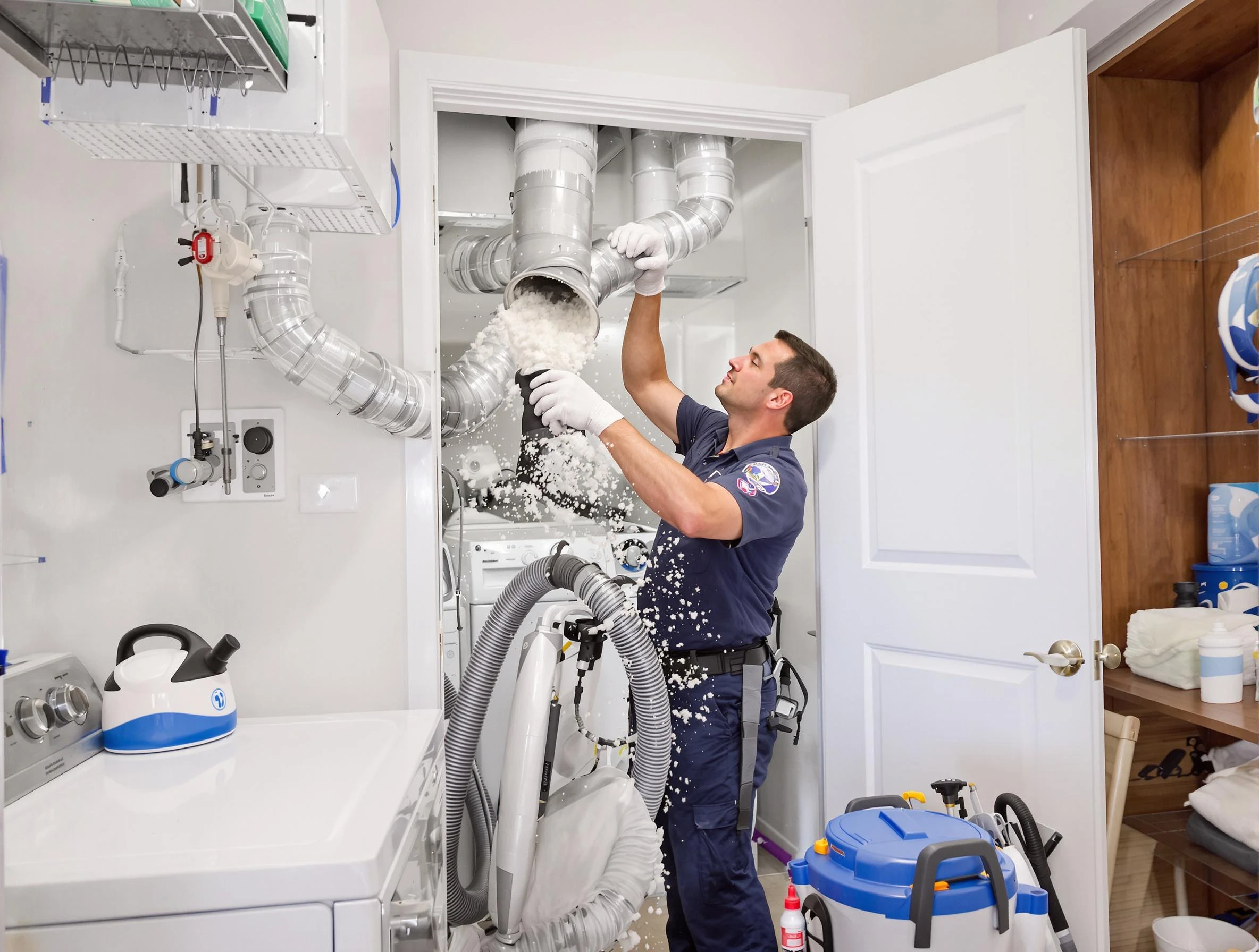 Woodstock Dryer Vent Cleaning technician delivering thorough residential dryer vent cleaning service in Woodstock